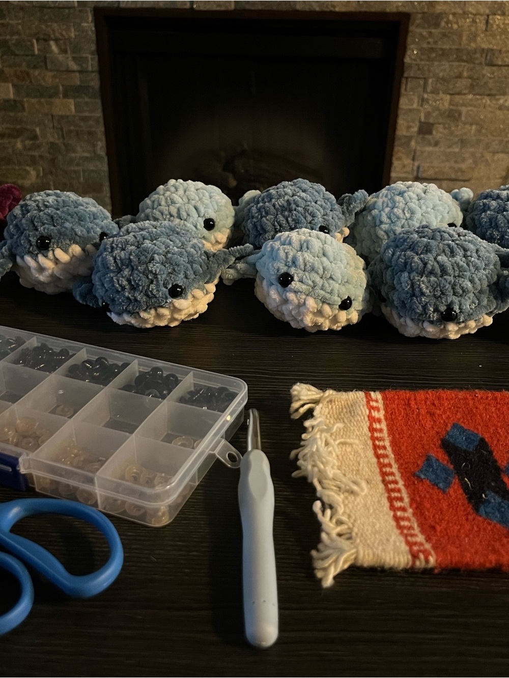 Handmade Plush Whale — Light Blue & Dark Blue